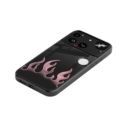 Retro Pink Flames stylish phone case for nothing phone 3 | glossy glass and slim fit