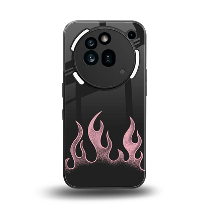 Retro Pink Flames back phone cover | glass case for nothing phone 3a pro