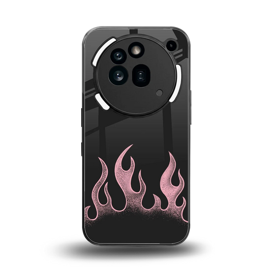 Retro Pink Flames back phone cover | glass case for nothing phone 3a pro
