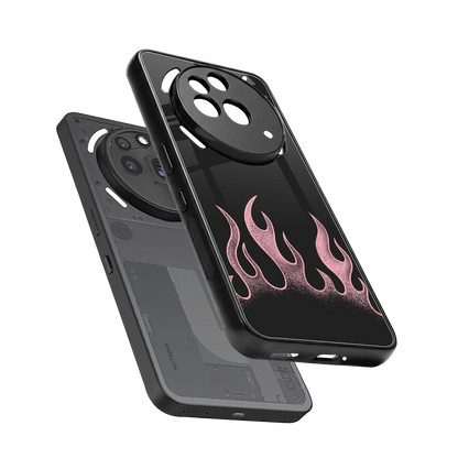 Retro Pink Flames sleek nothing phone 3a pro cover with tempered glass back and TPU edges