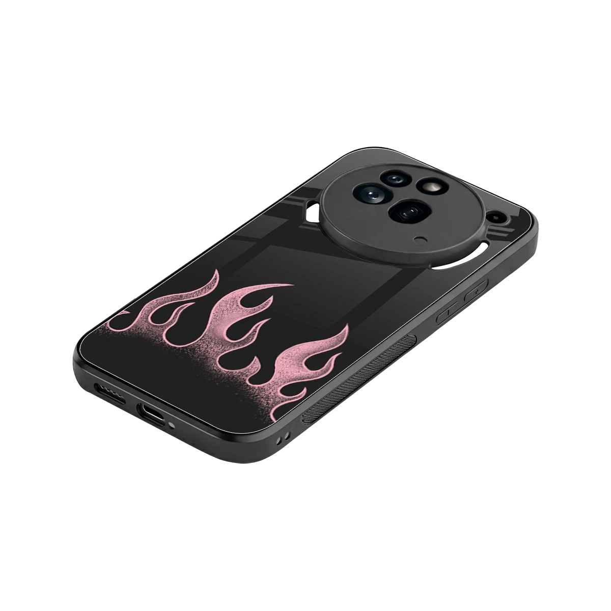 Retro Pink Flames stylish phone case for nothing phone 3a pro | glossy glass and slim fit