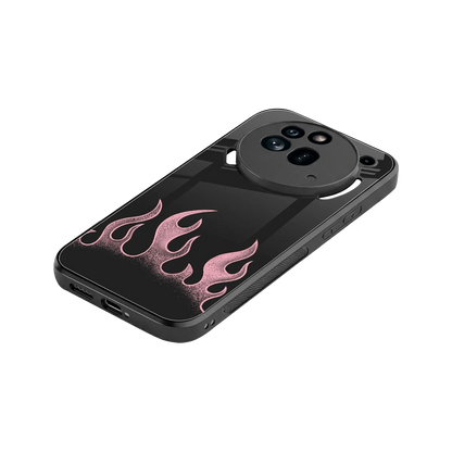 Retro Pink Flames stylish phone case for nothing phone 3a pro | glossy glass and slim fit