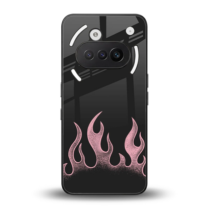 Retro Pink Flames back phone cover | glass case for nothing phone 3a