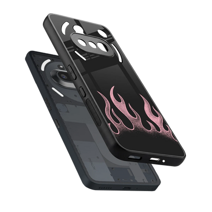 Retro Pink Flames sleek nothing phone 3a cover with tempered glass back and TPU edges
