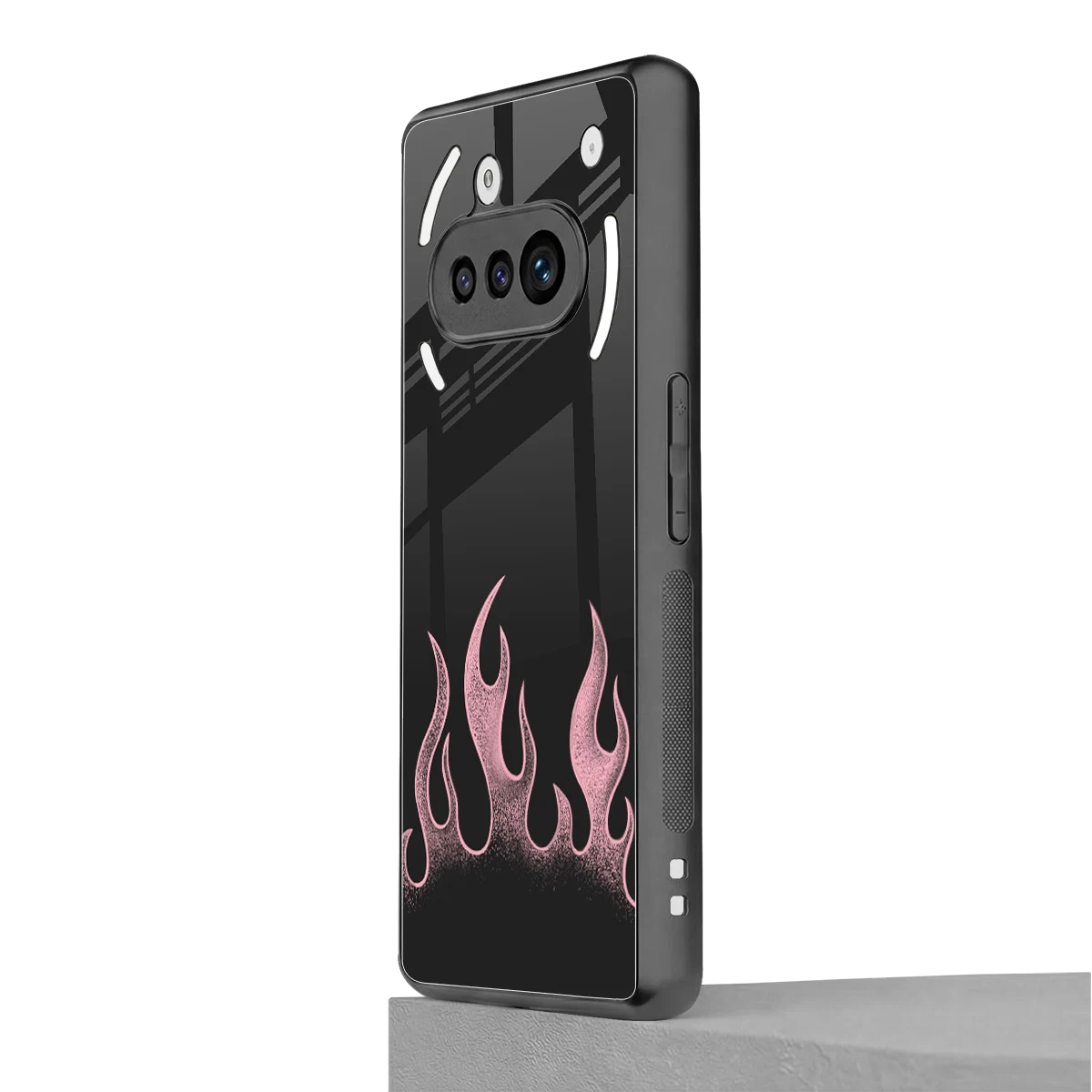 Retro Pink Flames nothing phone 3a mobile cover | shockproof glass phone case