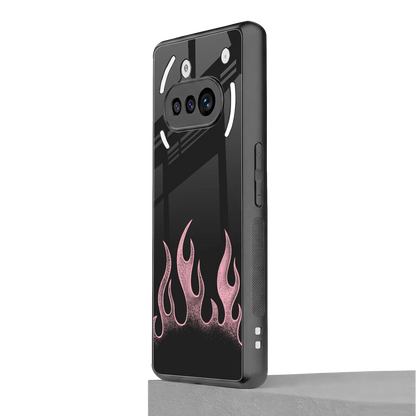 Retro Pink Flames nothing phone 3a mobile cover | shockproof glass phone case