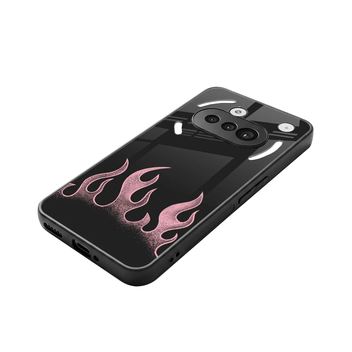 Retro Pink Flames stylish phone case for nothing phone 3a | glossy glass and slim fit