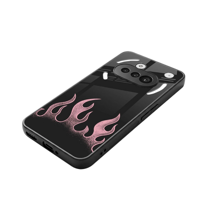 Retro Pink Flames stylish phone case for nothing phone 3a | glossy glass and slim fit