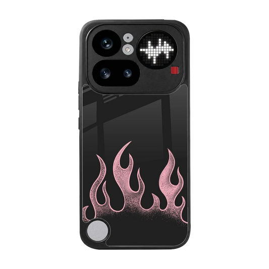 Retro Pink Flames back phone cover | glass case for nothing phone 4a pro