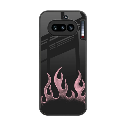 Retro Pink Flames back phone cover | glass case for nothing phone 4a
