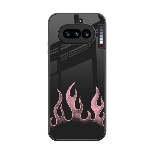 Retro Pink Flames back phone cover | glass case for nothing phone 4a