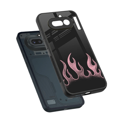 Retro Pink Flames sleek nothing phone 4a cover with tempered glass back and TPU edges
