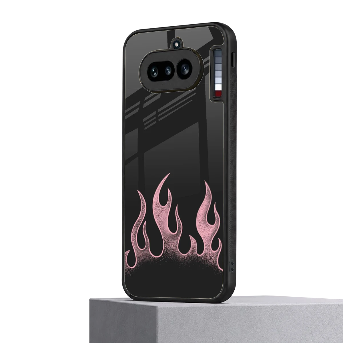 Retro Pink Flames nothing phone 4a mobile cover | shockproof glass phone case