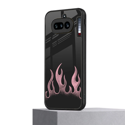 Retro Pink Flames nothing phone 4a mobile cover | shockproof glass phone case