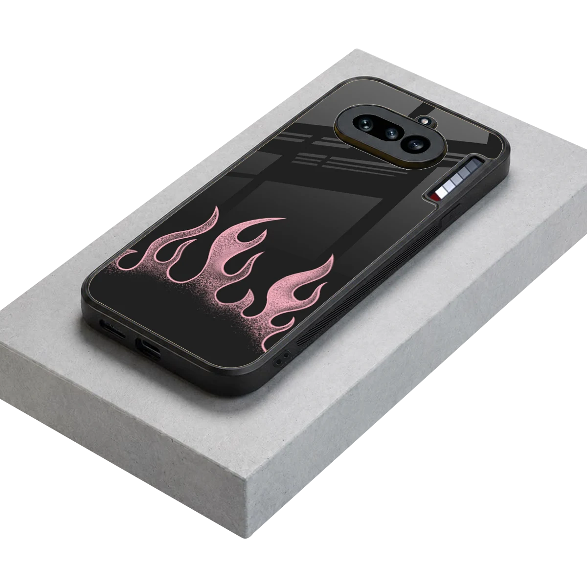 Retro Pink Flames stylish phone case for nothing phone 4a | glossy glass and slim fit