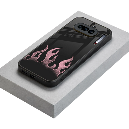 Retro Pink Flames stylish phone case for nothing phone 4a | glossy glass and slim fit