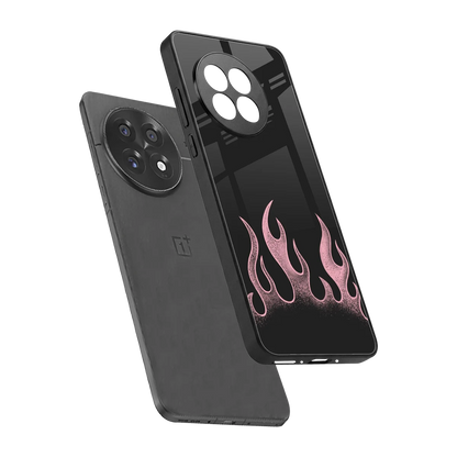 Retro Pink Flames sleek oneplus 13r cover with tempered glass back and TPU edges