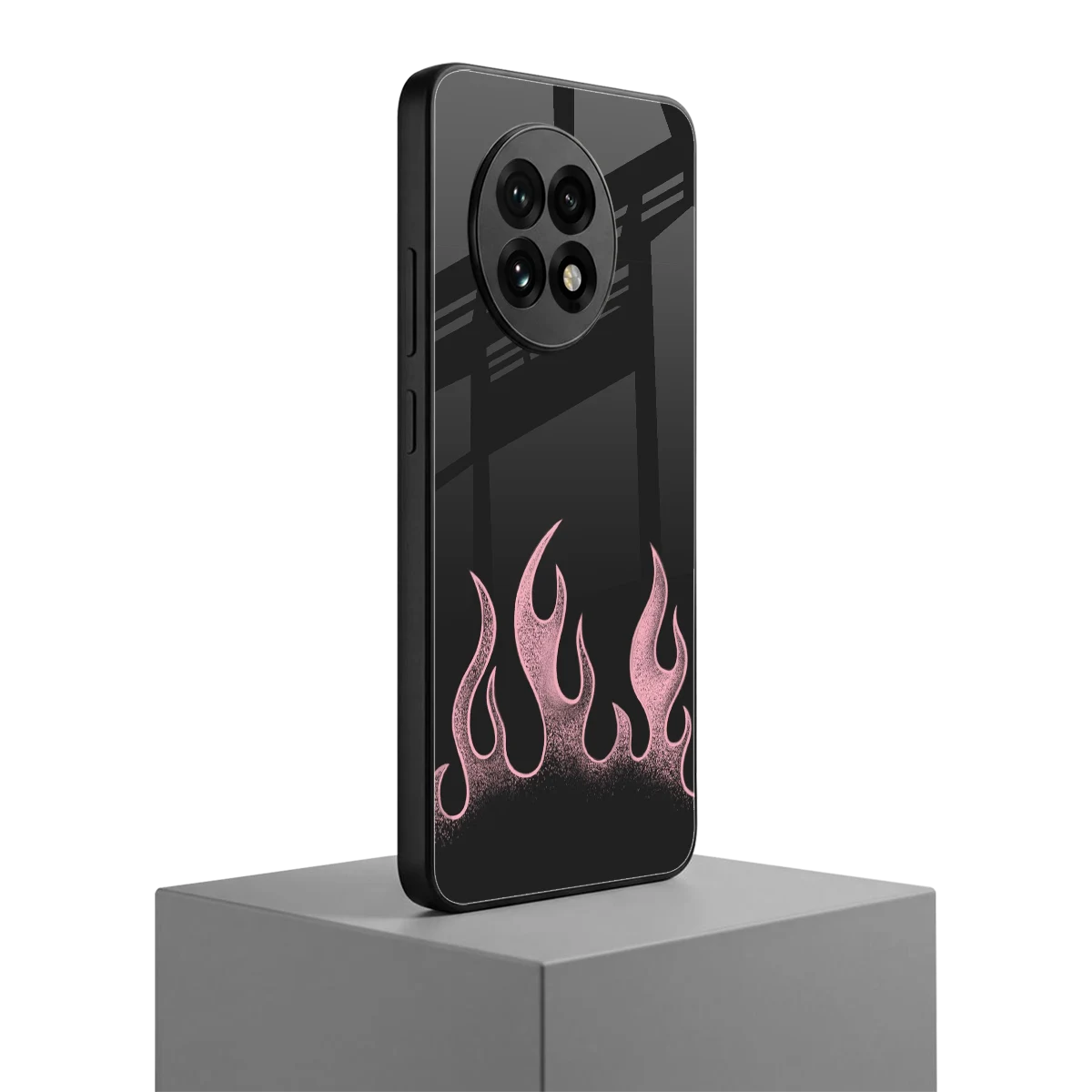 Retro Pink Flames oneplus 13r mobile cover | shockproof glass phone case