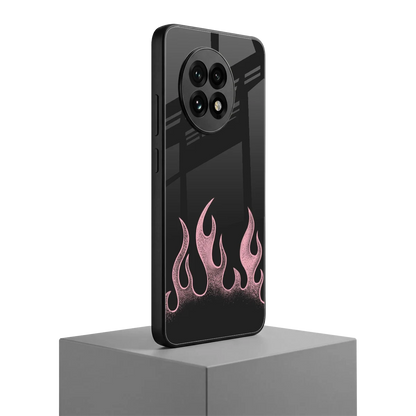 Retro Pink Flames oneplus 13r mobile cover | shockproof glass phone case