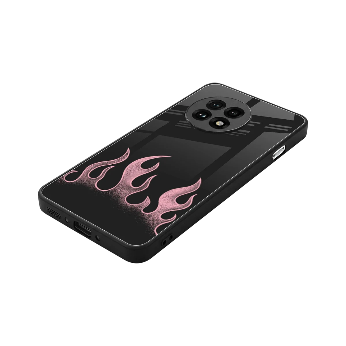 Retro Pink Flames stylish phone case for oneplus 13r | glossy glass and slim fit