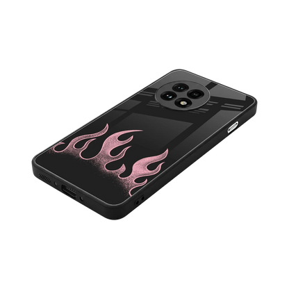 Retro Pink Flames stylish phone case for oneplus 13r | glossy glass and slim fit