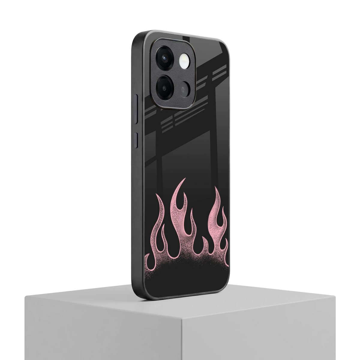 Retro Pink Flames oneplus 13s mobile cover | shockproof glass phone case