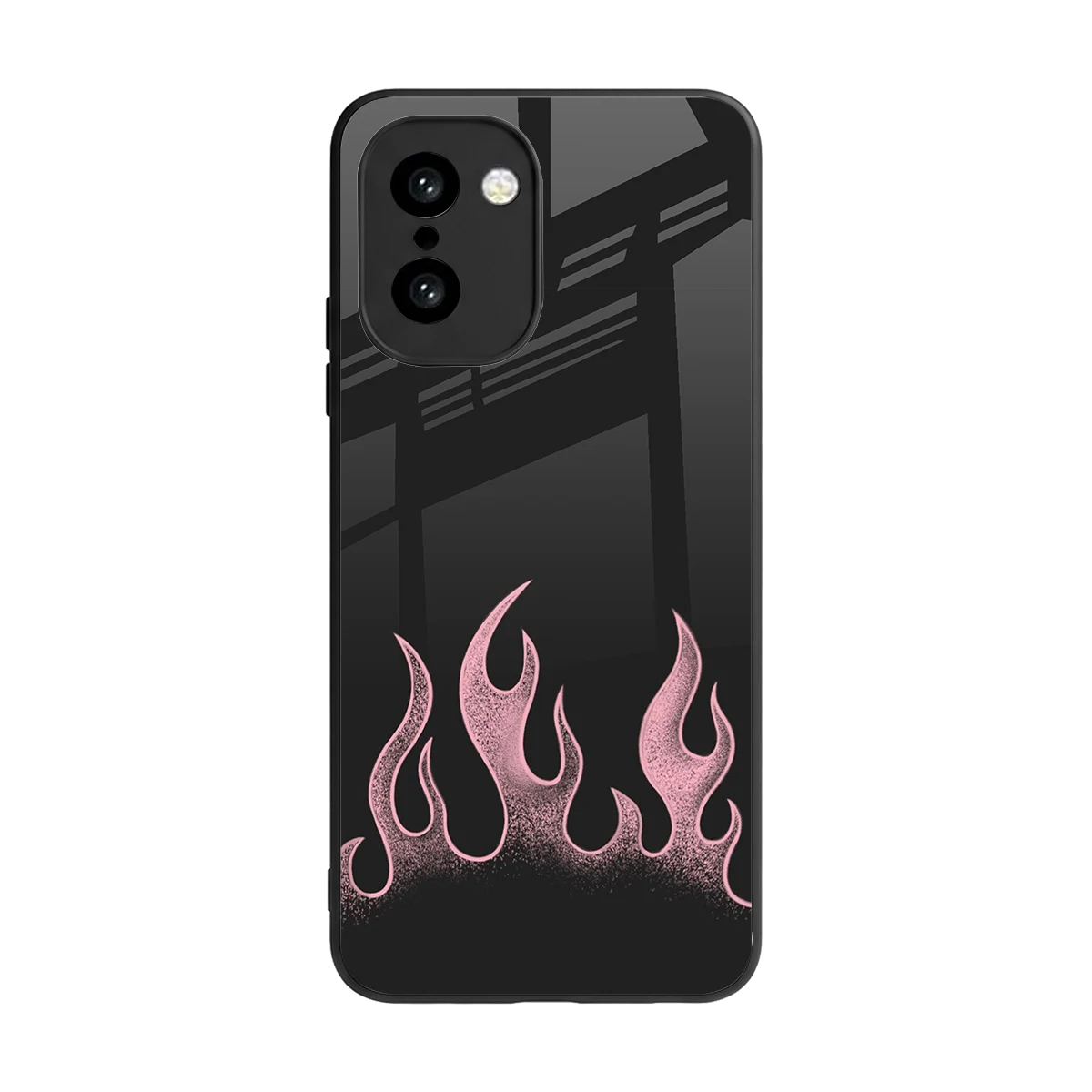 Retro Pink Flames back phone cover | glass case for oneplus 15r