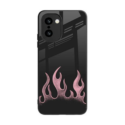 Retro Pink Flames back phone cover | glass case for oneplus 15r