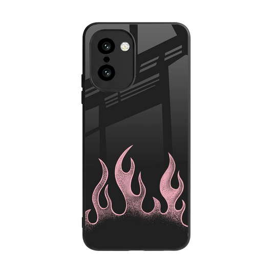 Retro Pink Flames back phone cover | glass case for oneplus 15r