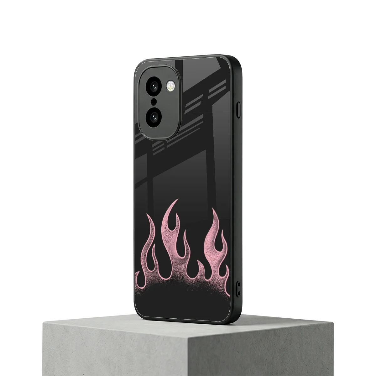 Retro Pink Flames oneplus 15r mobile cover | shockproof glass phone case