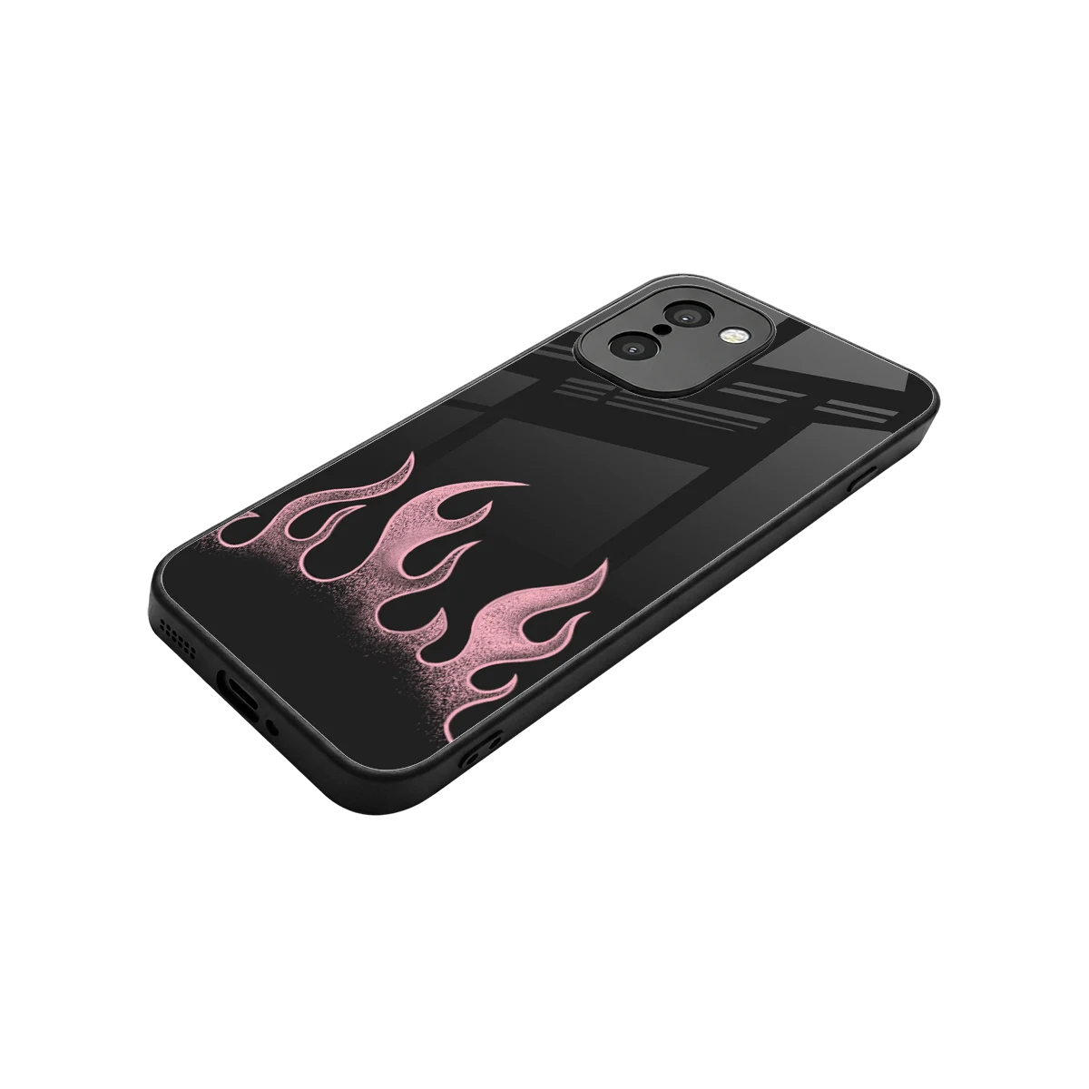 Retro Pink Flames stylish phone case for oneplus 15r | glossy glass and slim fit