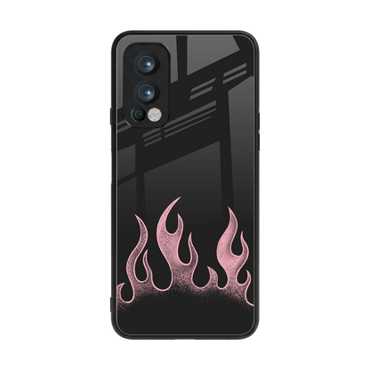 Retro Pink Flames back phone cover | glass case for oneplus nord 2