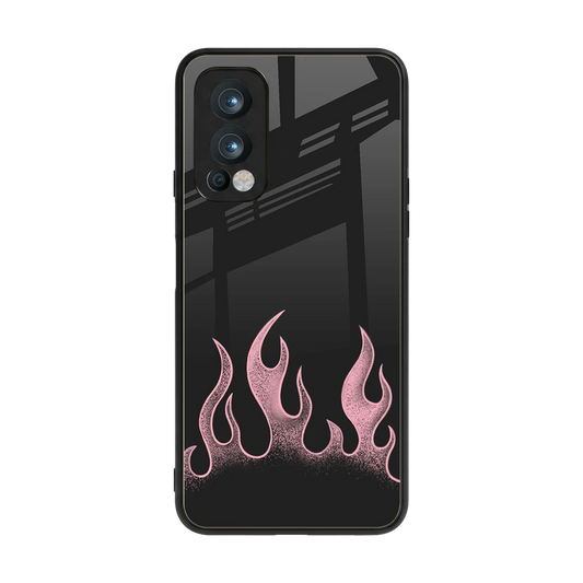 Retro Pink Flames back phone cover | glass case for oneplus nord 2