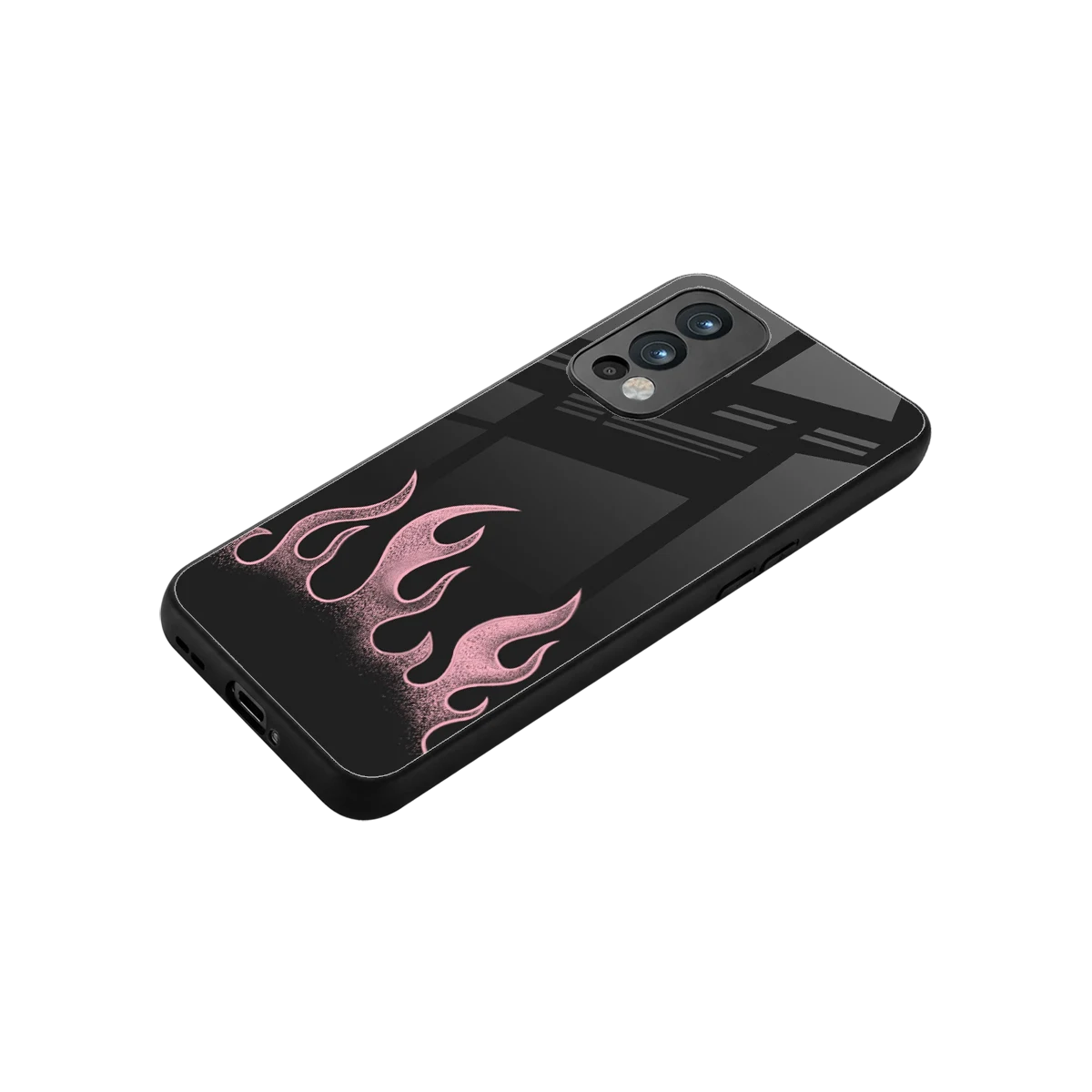 Retro Pink Flames stylish phone case for oneplus nord 2 | glossy glass and slim fit