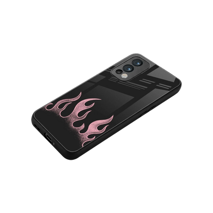 Retro Pink Flames stylish phone case for oneplus nord 2 | glossy glass and slim fit