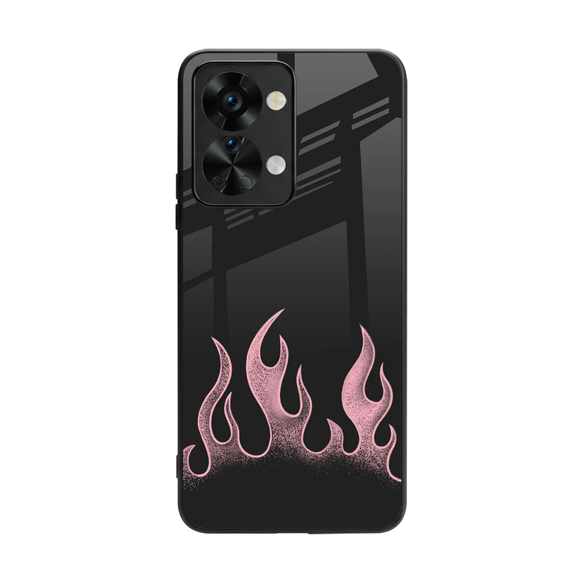 Retro Pink Flames back phone cover | glass case for oneplus nord 2t