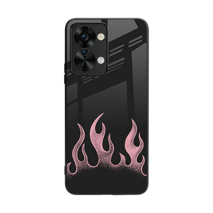 Retro Pink Flames back phone cover | glass case for oneplus nord 2t