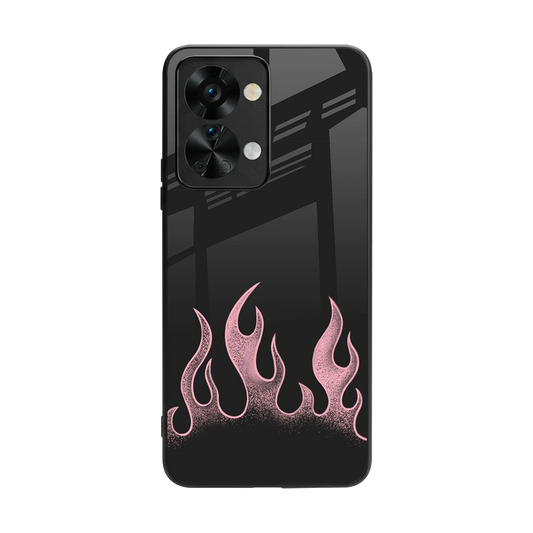 Retro Pink Flames back phone cover | glass case for oneplus nord 2t