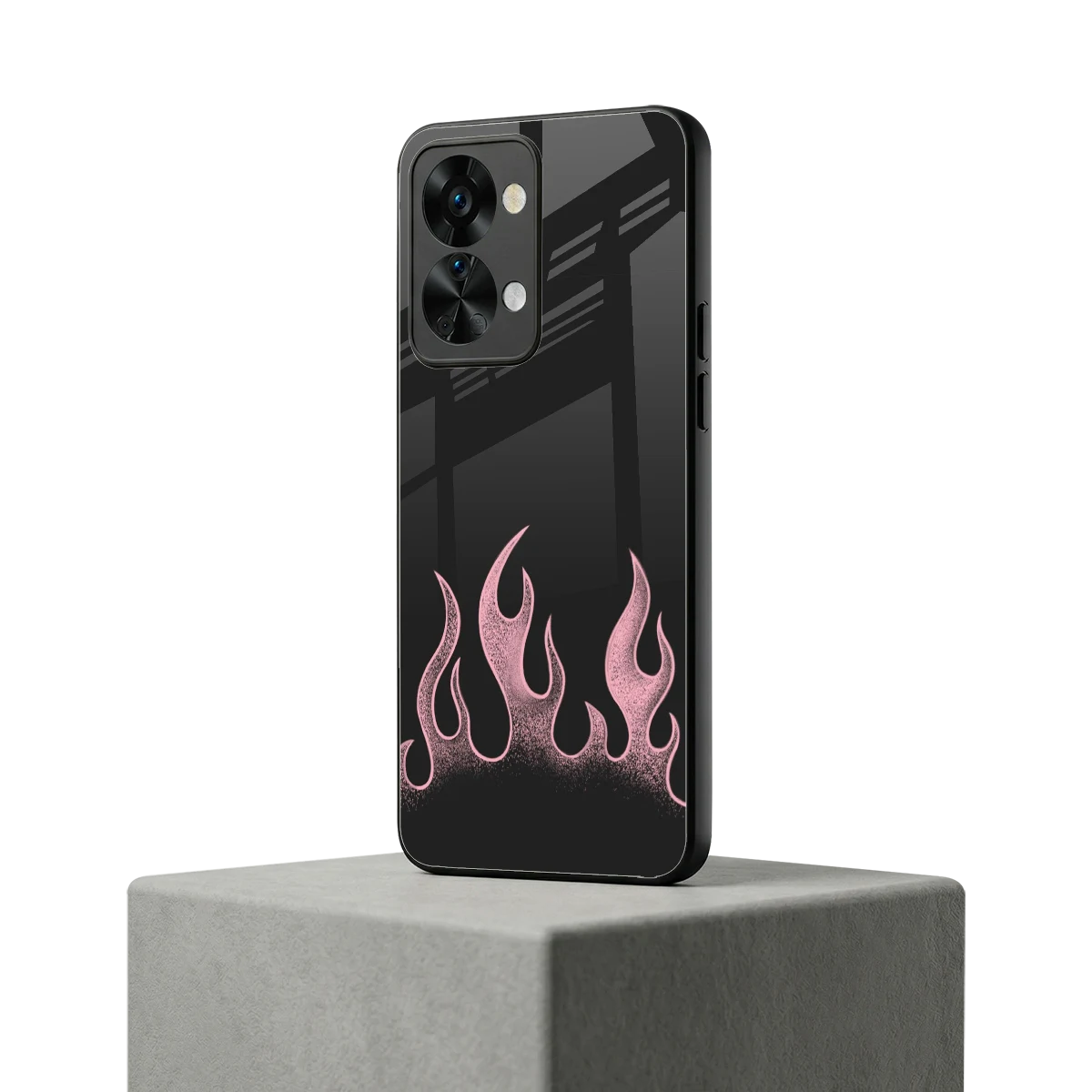 Retro Pink Flames oneplus nord 2t mobile cover | shockproof glass phone case