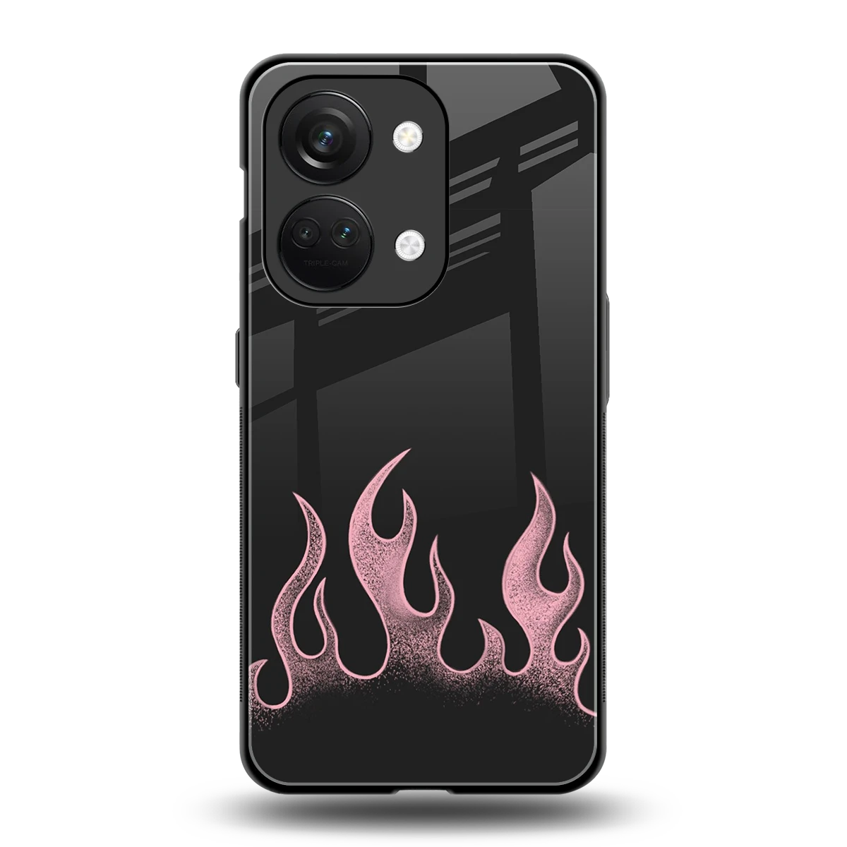 Retro Pink Flames back phone cover | glass case for oneplus nord 3