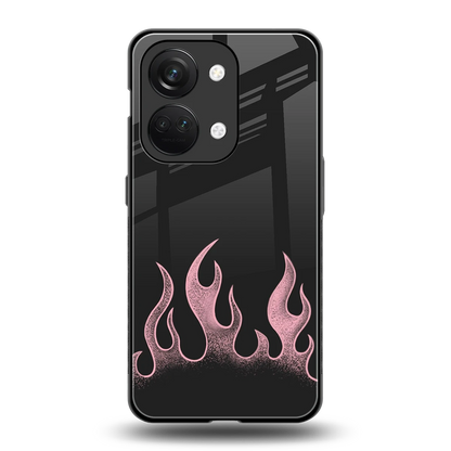 Retro Pink Flames back phone cover | glass case for oneplus nord 3