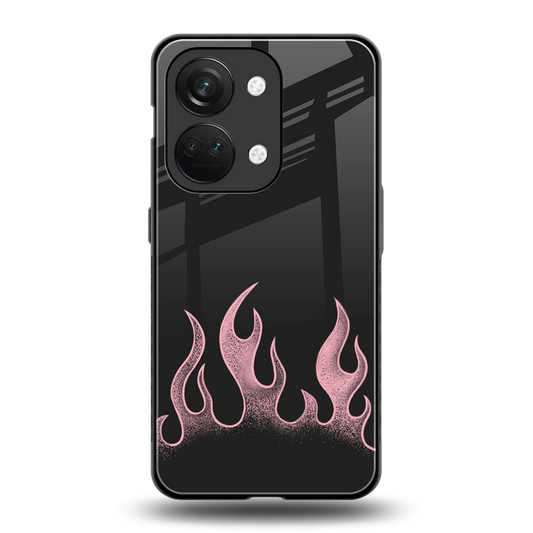 Retro Pink Flames back phone cover | glass case for oneplus nord 3