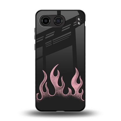 Retro Pink Flames back phone cover | glass case for oneplus nord 4