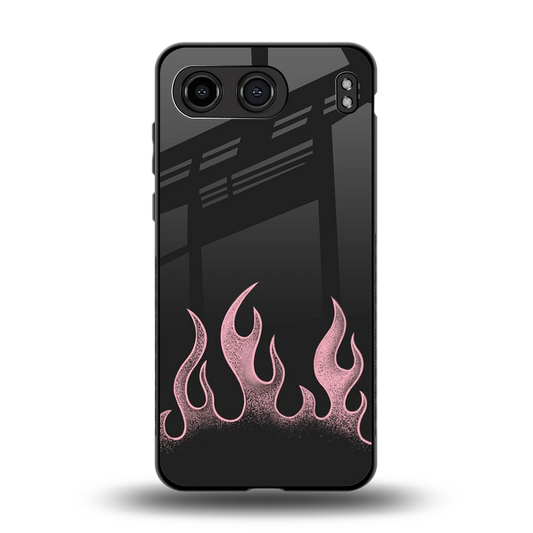 Retro Pink Flames back phone cover | glass case for oneplus nord 4