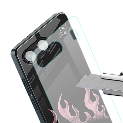 Retro Pink Flames stylish phone case for oneplus nord 4 | glossy glass and slim fit