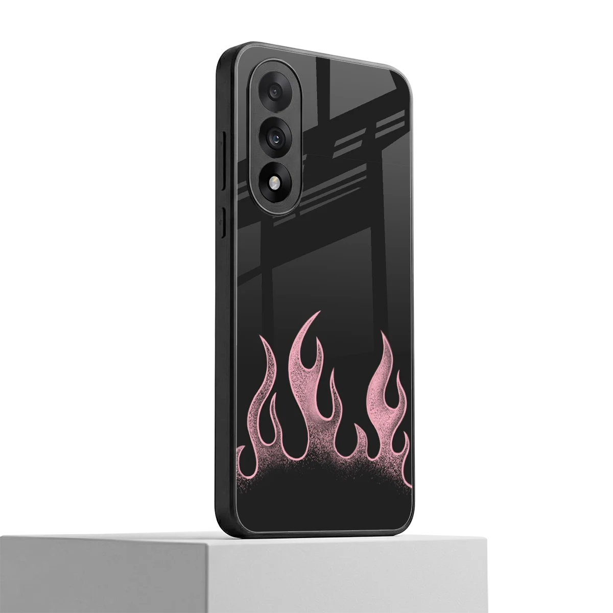 Retro Pink Flames oneplus nord 5 mobile cover | shockproof glass phone case