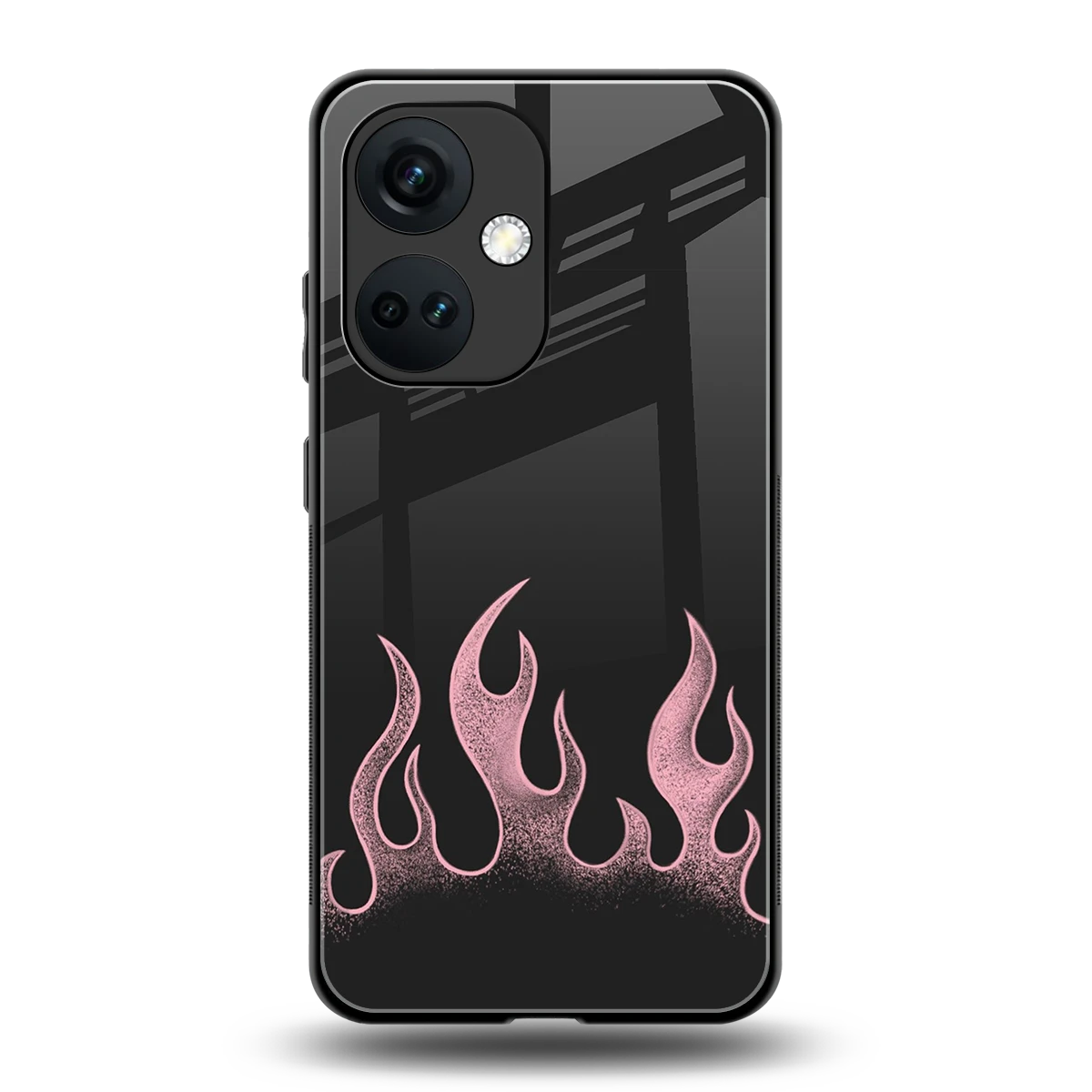 Retro Pink Flames back phone cover | glass case for oneplus nord ce 3