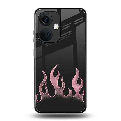 Retro Pink Flames back phone cover | glass case for oneplus nord ce 3