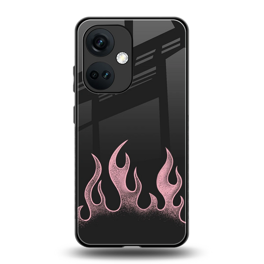 Retro Pink Flames back phone cover | glass case for oneplus nord ce 3