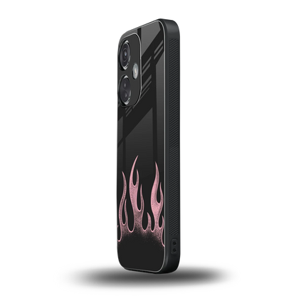 Retro Pink Flames oneplus nord ce 3 mobile cover | shockproof glass phone case
